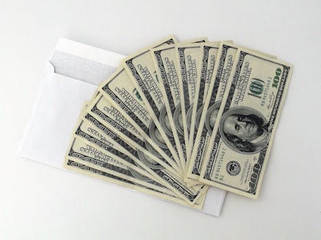 How to practice the Law of Attraction - Fan of US $100 bills partially out of a white envelope on a white background.