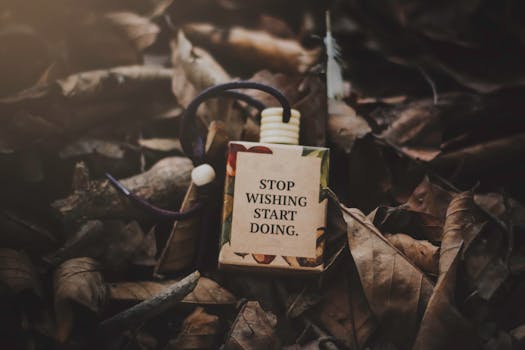 How to Apply the Law of Assumption to Effectively Manifest How to Apply the Law of Assumption - A box with a motivational quote amid dry autumn leaves, inspiring action.